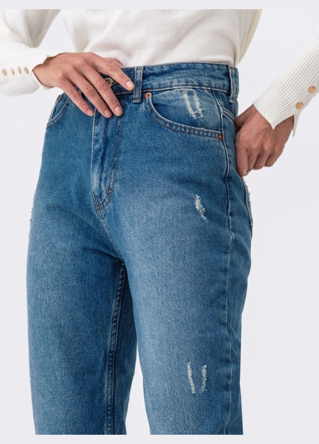 укороченные джинсы прямого кроя синие Dressa - (278783471)