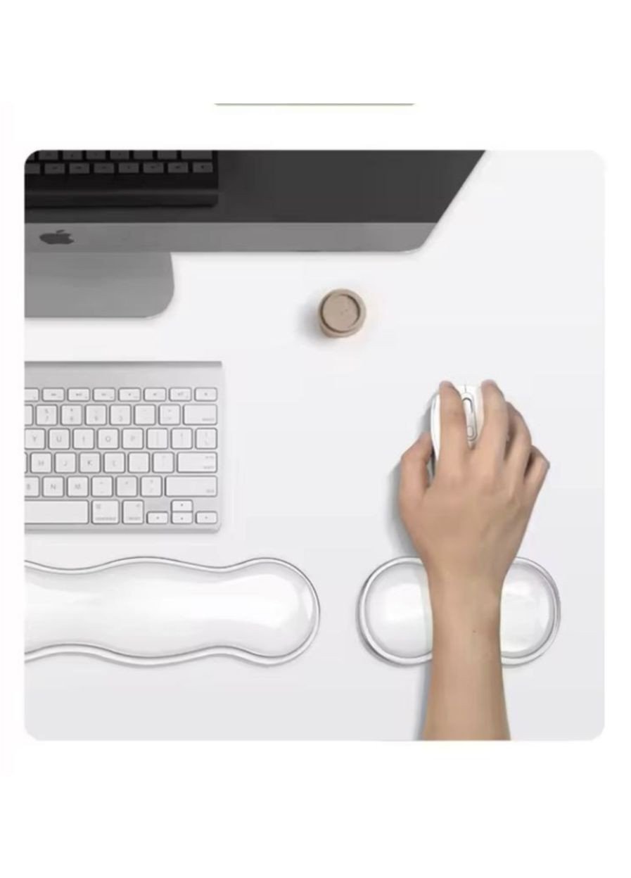 Ергономічний килимок підставка під зап'ястя рук для миші та клавіатури з ефектом пам'яті 1 шт Прозорий Neon (362577127)