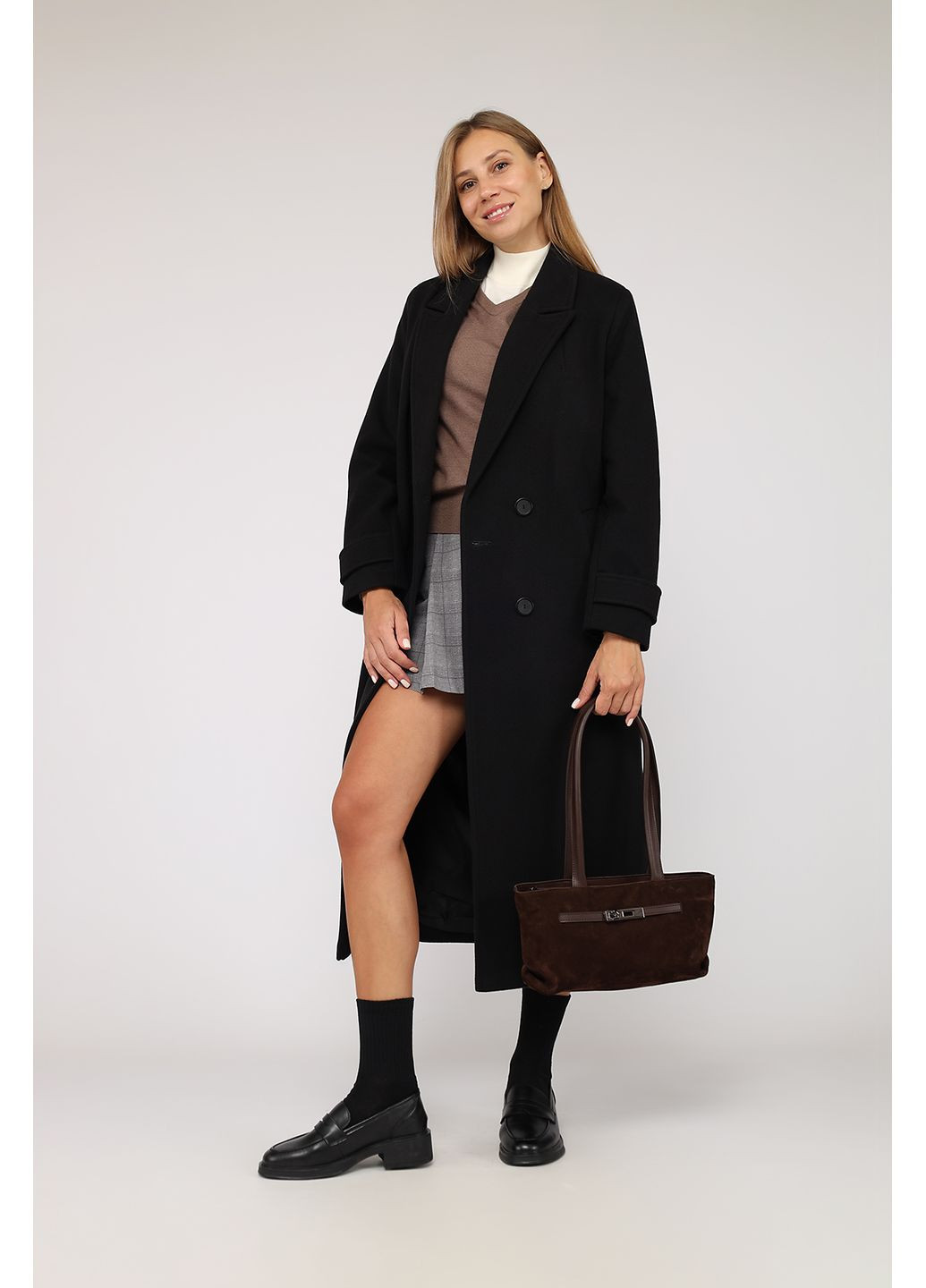 Чорне демісезонне Пальто жіноче колір чорний ЦБ-00278515 Yuki