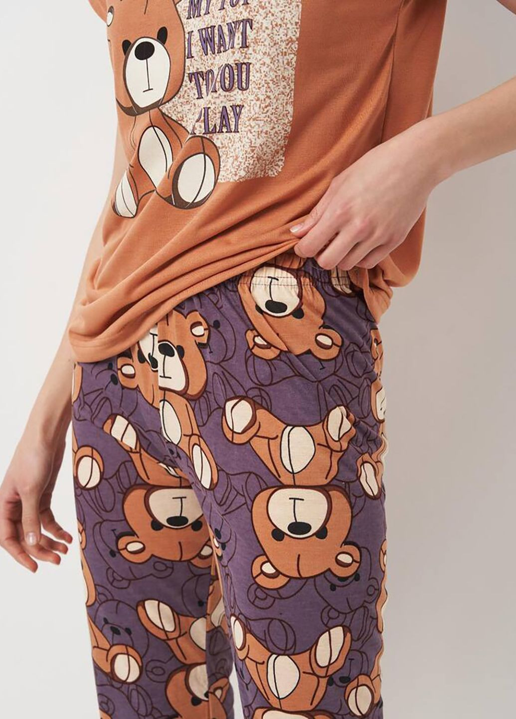 Коричнева всесезон піжама футболка+ бриджі BOYRAZ