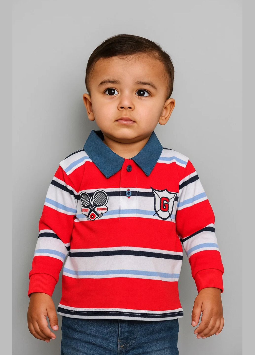 Цветная детская футболка-кофта open 133130p Girandola в полоску