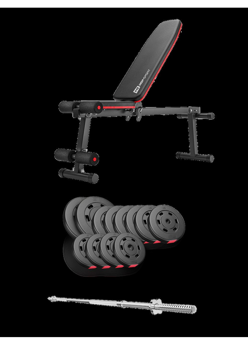Набір Premium 69кг з лавою HS-1010 Pro та штангою Hop-Sport (304266965)