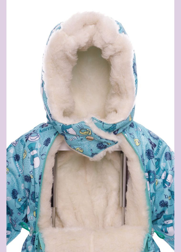 Комбинезон Трансформер на меху с принтом Снеговичков мятный 86 см (35577) BABYKROHA (315424036)