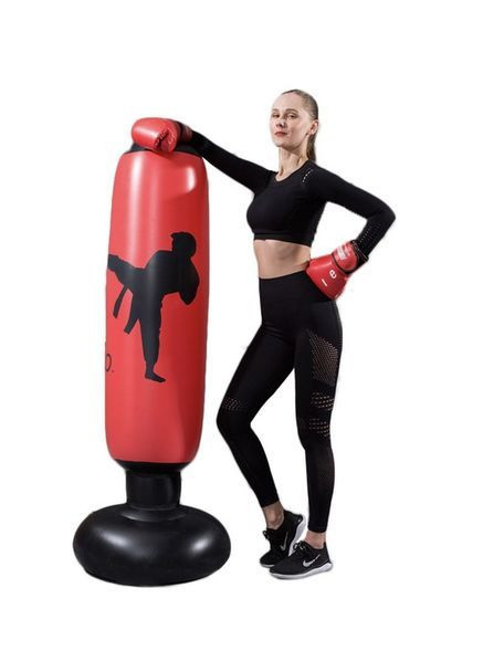 Надувна боксерська груша 1,6 м Червона для дітей і дорослих, водоналивна та компактна, ПВХ No Brand (362682235)