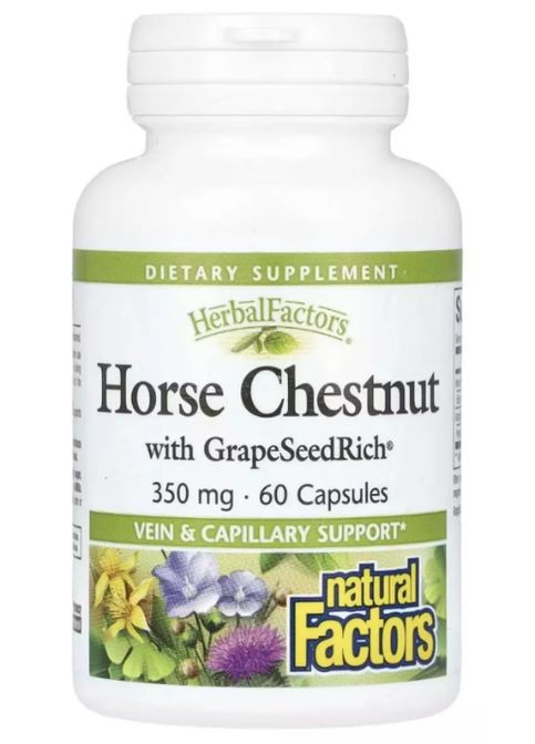 Herbal Factors Horse Chestnut with GrapeSeedRich 350 mg 60 Caps Natural Factors (300109357)