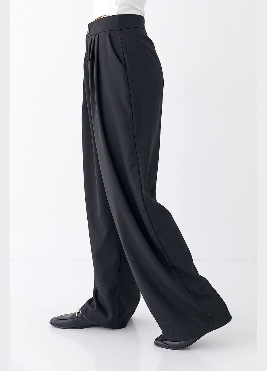 Класичні широкі штани зі складками - сірий Lurex (324392817)