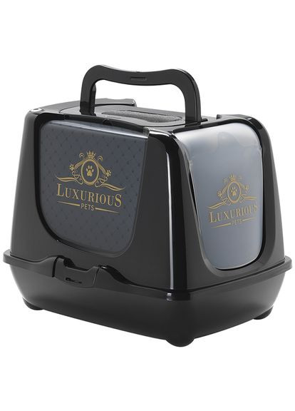 Закритий туалет для котів з вугільним фільтром і совком Trendy Cat Luxurious 50х39.1х38.9 см Чорний Moderna (313615351)