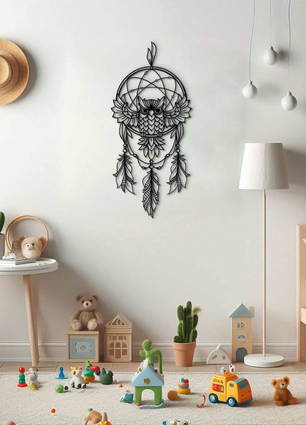 Декор в комнату, интерьерная картина на стену "Мудрая сова", стиль минимализм 60х28 см Woodyard (292113475)