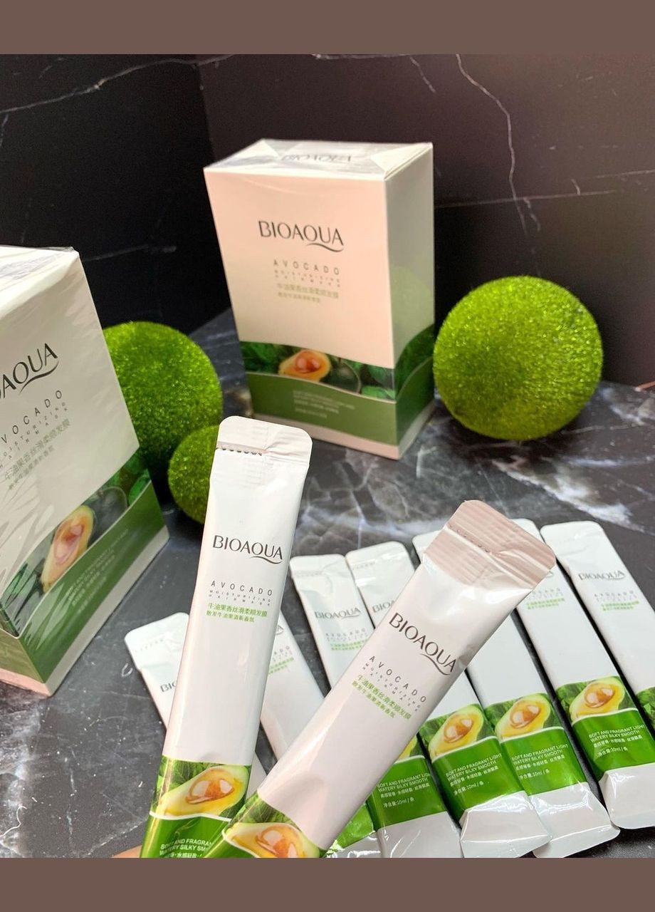 Маска для волос увлажняющая укрепляющая с экстрактом авокадо Avocado hair mask 10 мл Bioaqua (308456397)