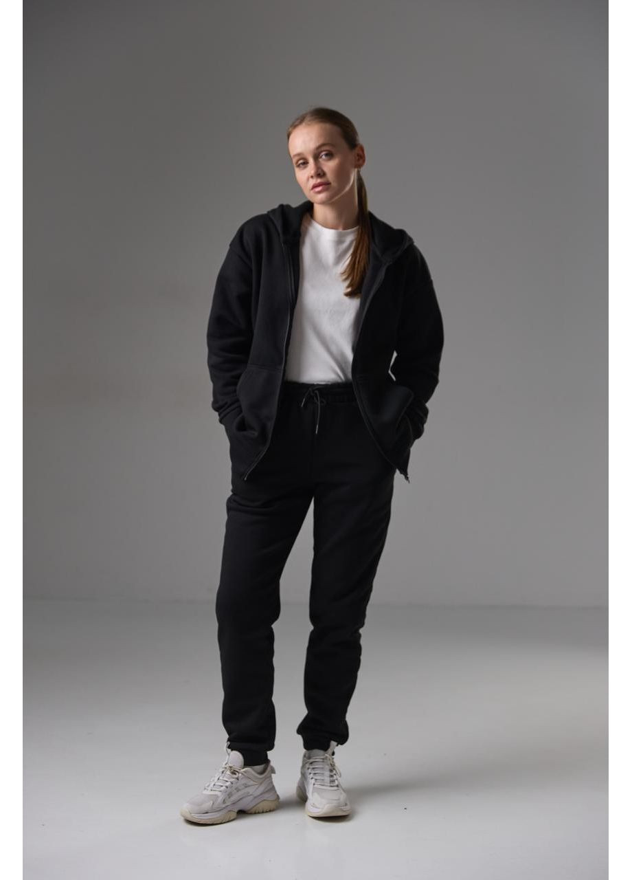 Жіночий спортивний костюм на флісі, теплий на замку Black No Brand (367623969)