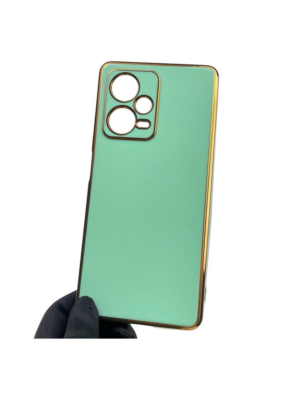 Чохол для Redmi Note 12 Pro Plus 5G глянсовий із золотою окантовкою захистом сяомі редмі нот 12 про плюс бірюзовий Xiaomi (366022513)