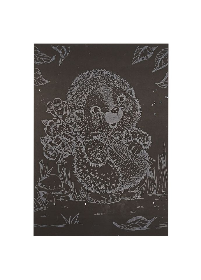 Гравюра А5 "Їжачок із квітами" ГрА5с-15 економ-варіант у пакеті 21 х 14,8 см Danko Toys (366977653)