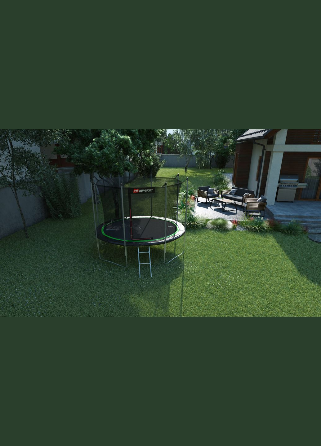 Батут 12ft (366см) чорно з внутрішньою сіткою Hop-Sport (296119673)