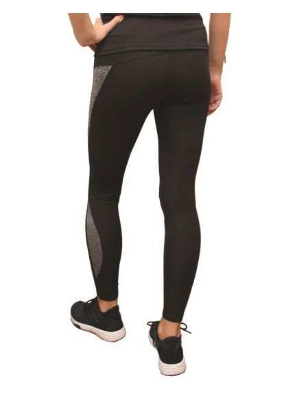 Черные демисезонные женские спортивные лосины батал, леггинсы больших размеров для спорта с серыми вставками Total Pro
