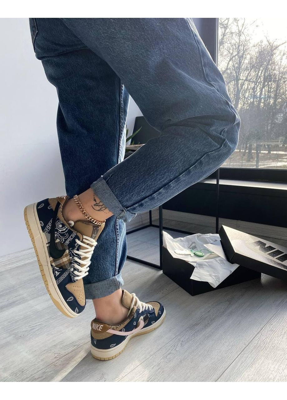 КРОССОВКИ ЖЕНСКИЕ NIKE SB DUNK LOW X TRAVIS SCOTT CACTUS JACK BROWN НАЙК СБ ДАНК No Brand чёрные демисезоны (367171239)