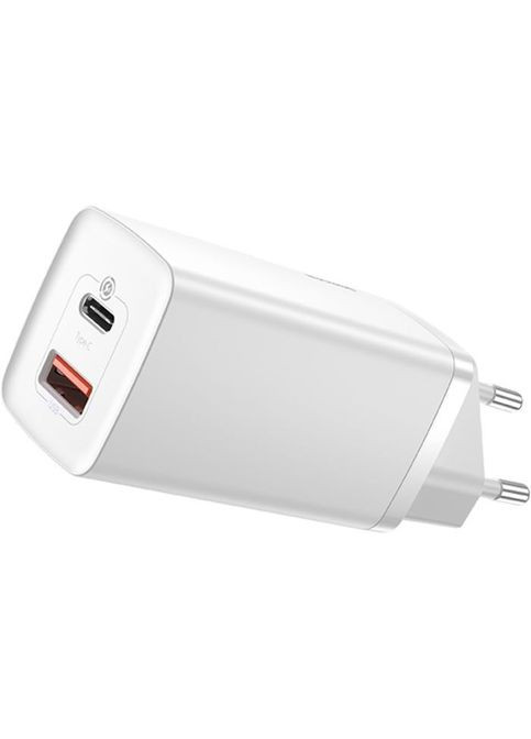 Зарядний пристрій (CCGAN2L-B02) Baseus 2xUSB 65W GaN (USB-C+USB-A) white (268140139)