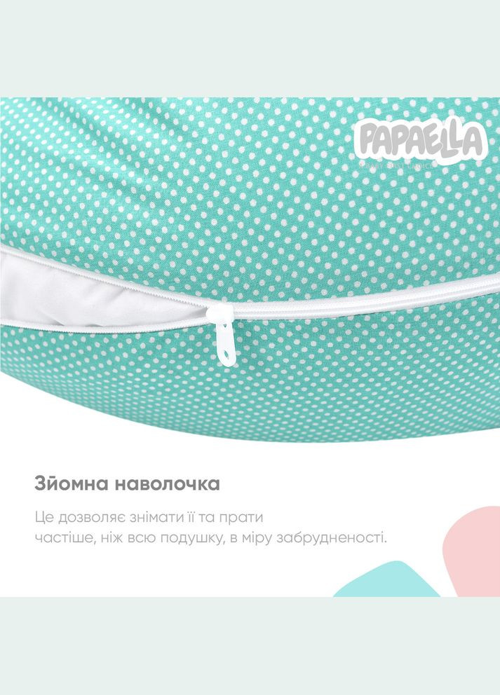 Подушка для вагітних та годування ТМ PAPAELLA 30х190 см з карабіном горошок м'ята IDEIA (275870206)