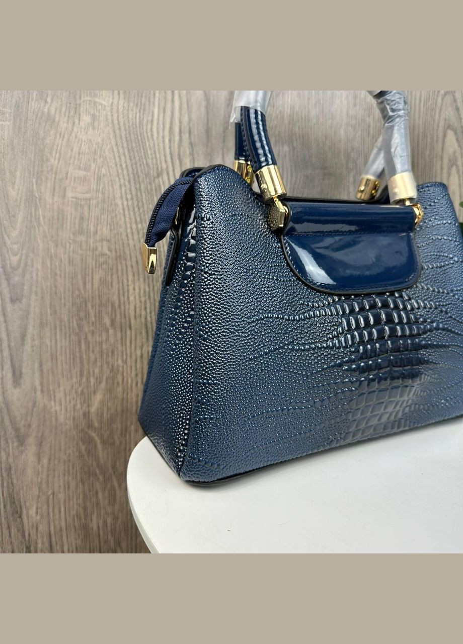 Женская лаковая сумочка рептилия, небольшая сумка под рептилию стиль крокодила змеиная Синий No Brand (334730814)