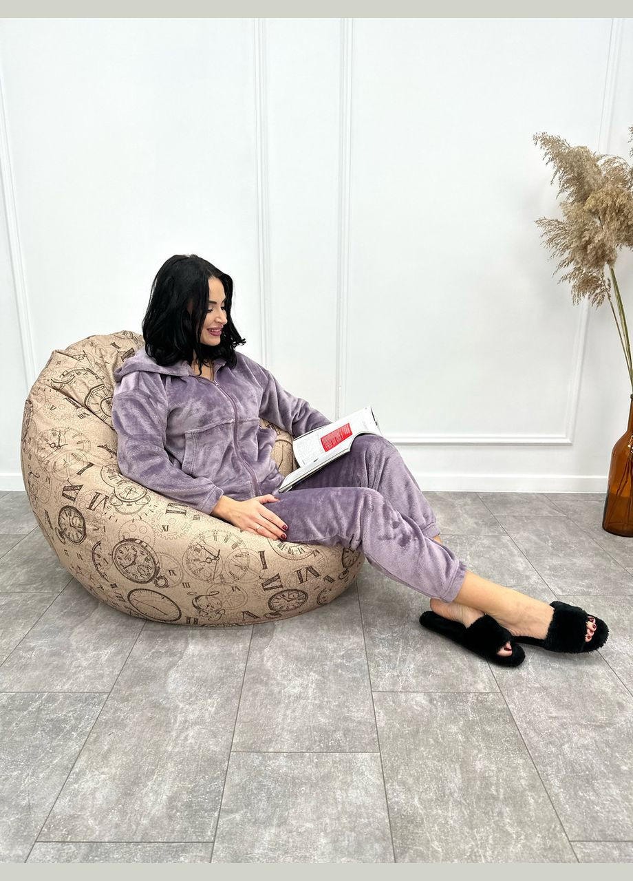 Лиловая зимняя махровый женский костюм-пижама Fashion Girl