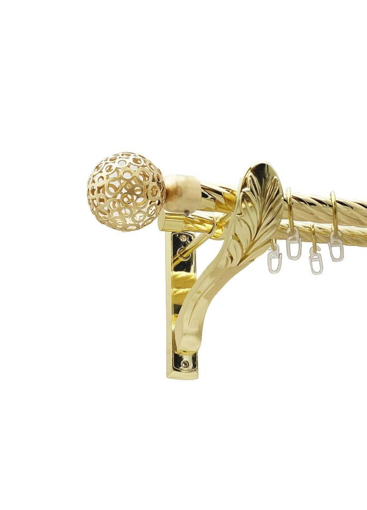 Карниз Савона металлический двухрядный ретро скрученная труба Золото 25\19 мм 300 см (00-00021758) ORVIT (300689586)