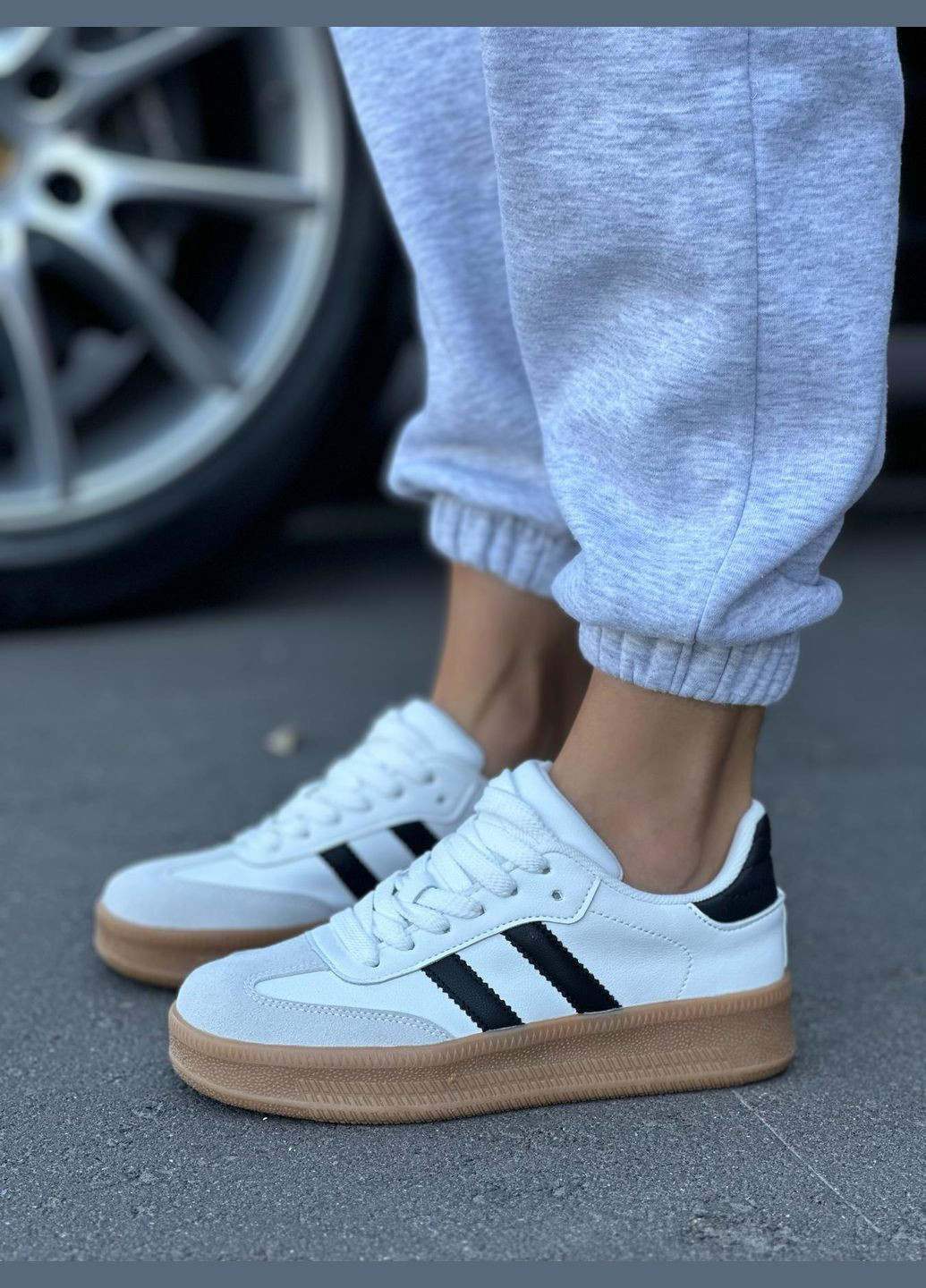 Білі білі кросівки жіночі повсякденні весна осінь підошва на високій підошві No Brand