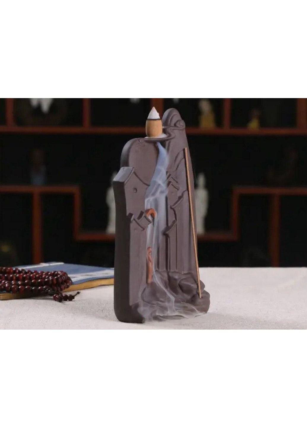 Подставка 2 в 1 жидкий дым и аромапалочки с монахом и домом +20 конусов No Brand (295266040)