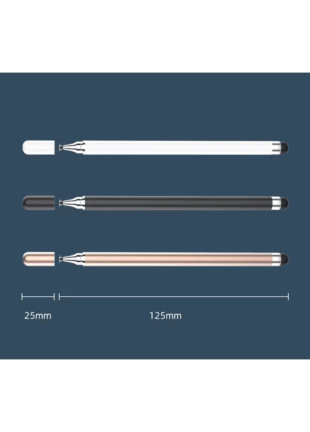 Універсальний Стилус 2в1 Stylus Touch Pen для смартфона, телефону, планшета, сенсорного екрану БІЛИЙ No Brand (352165636)