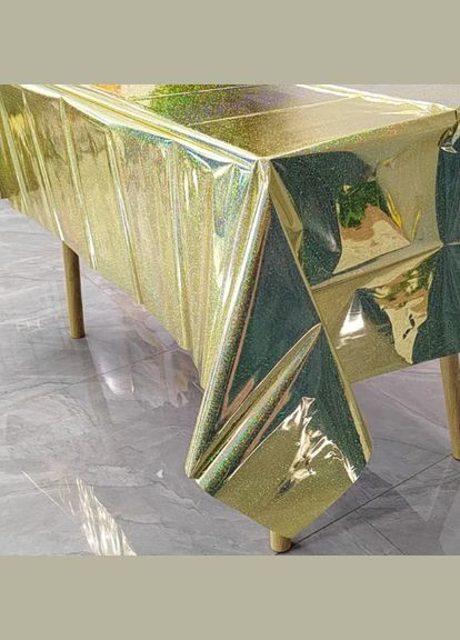 Скатертина клейонка із фольги з голограмою 270 на 100 см золотистий Jannet скатертина (336376983)