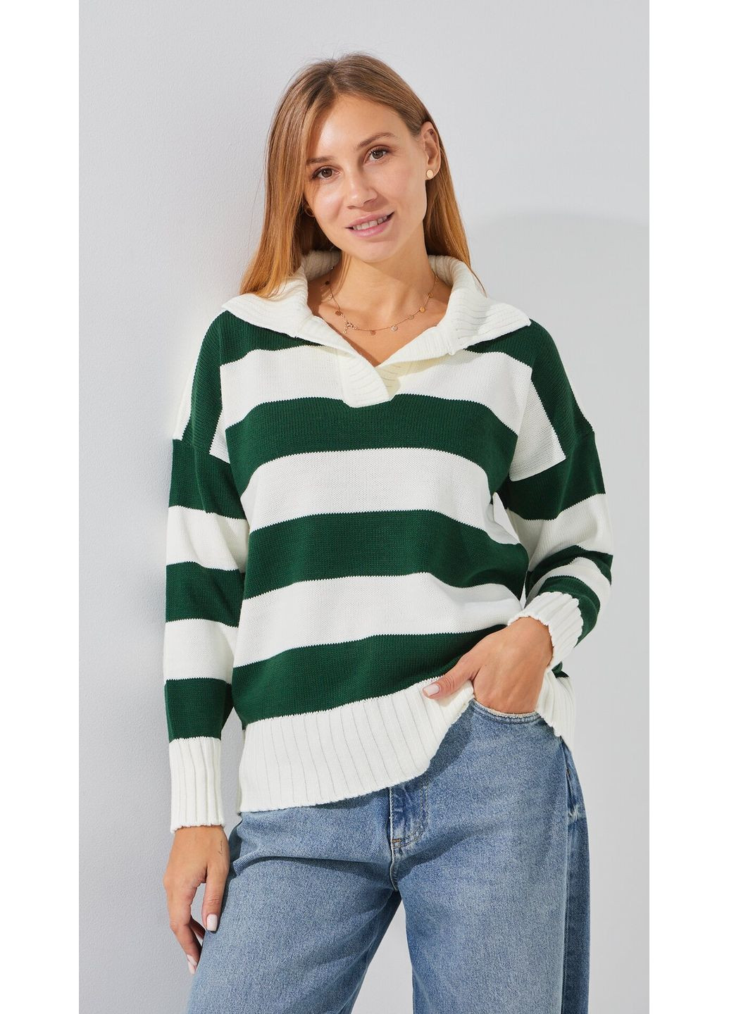 Комбінований демісезонний джемпер з візерунком жіночий wtc08682 shop (2000999284571) LAWA