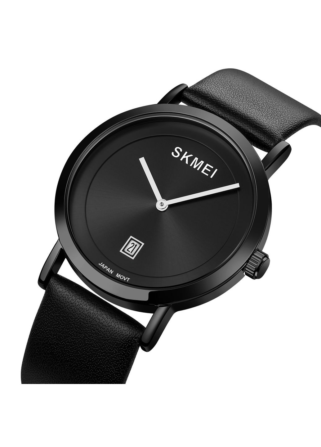 Годинники жіночі кварцові чорні зі шкіряним ремінцем класичні для повсякденного носіння ProDobro (367266994)