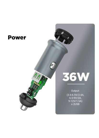 Зарядний пристрій (ARM82459) ArmorStandart 2xUSB QC3.0 Grey + cable USB-C (369879374)