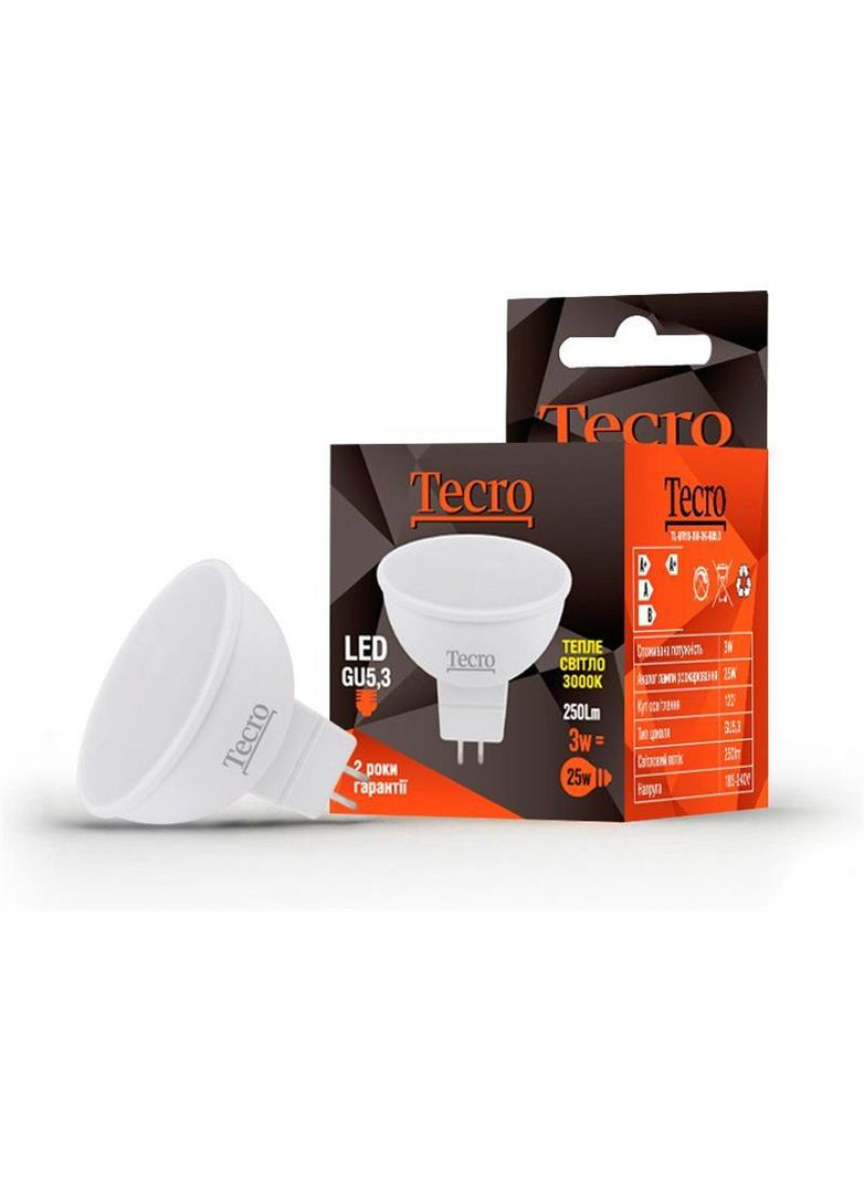 Лампа світлодіодна 3W GU5.3 3000K (TL-MR16-3W-3K-GU5.3) Tecro (336959634)