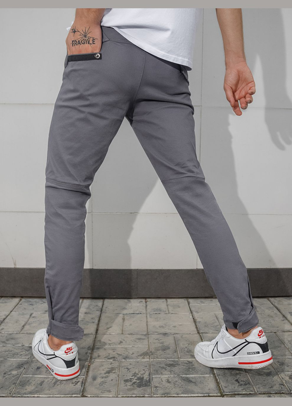 Серые кэжуал демисезонные зауженные брюки BEZET