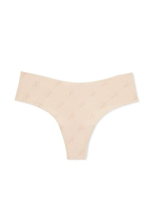 Трусики-стринги женские бесшовные PINK No-how Thong Panty бежевые Victoria's Secret (314769593)