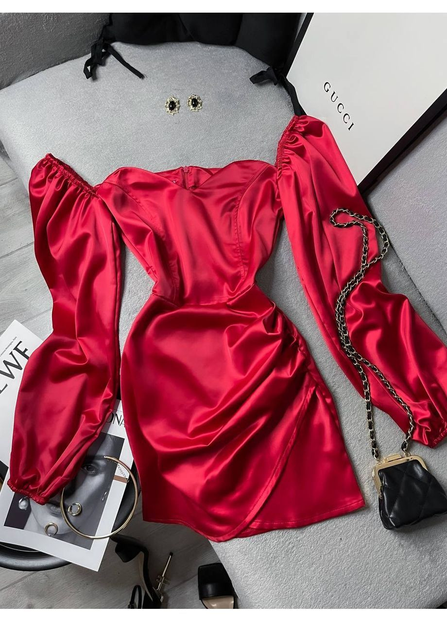 Червона коктейльна, вечірня, кежуал сукня No Brand однотонна