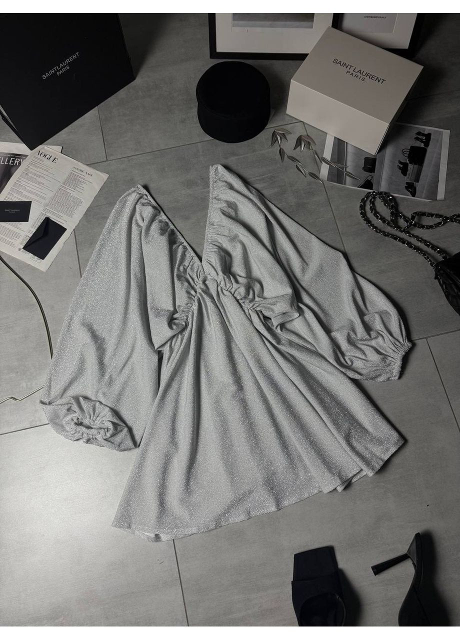 Срібна святковий, вечірня сукня No Brand однотонна