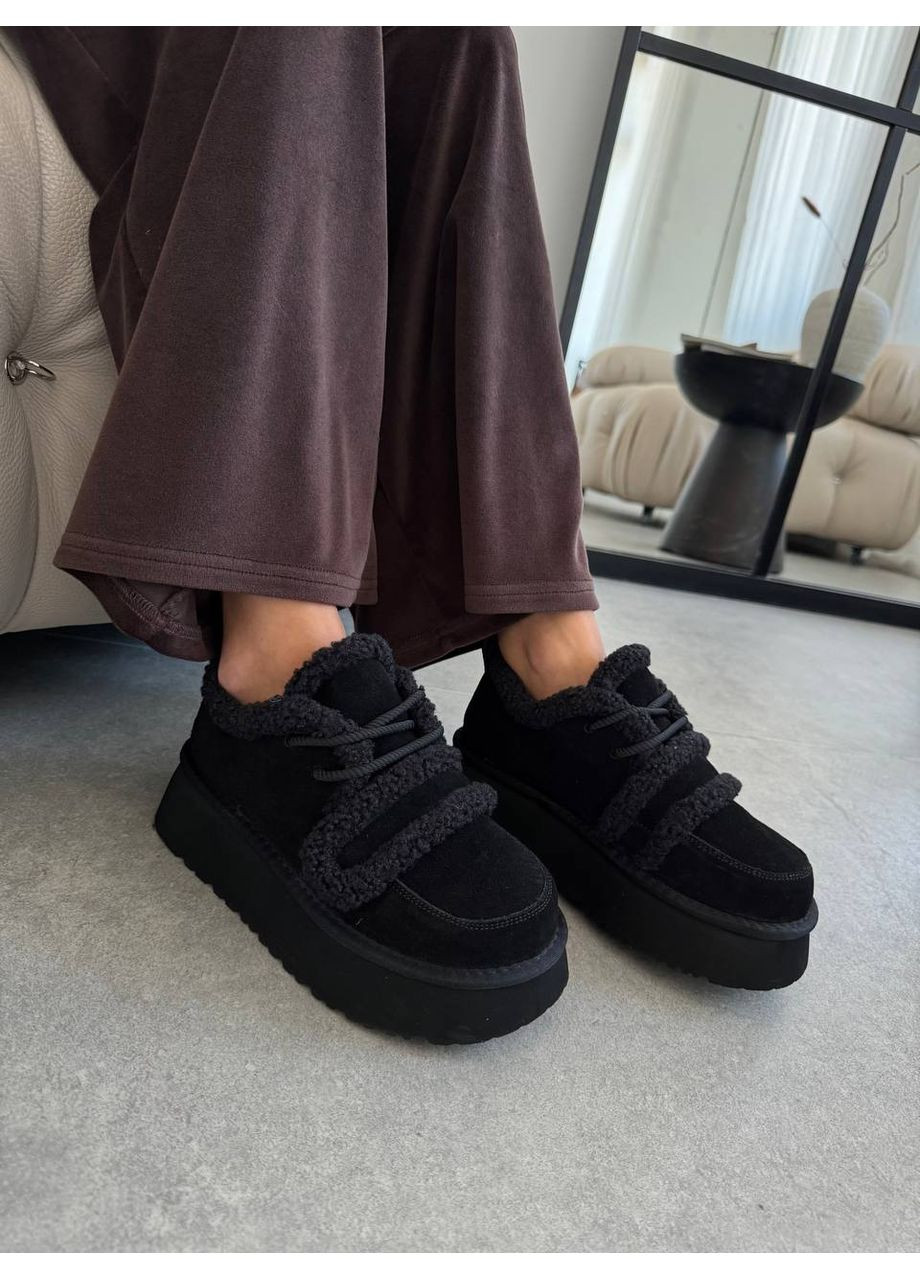 Угги короткі чорні з хутром No Brand (361282464)