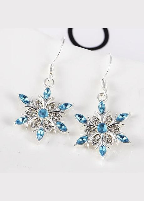 Сережки сріблясті сережки з камінням Розкішні Блакитні Сніжинки Liresmina Jewelry (285814464)