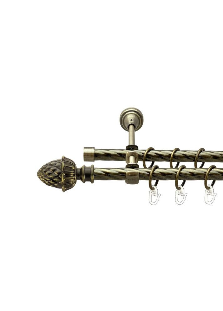 Карниз Цинара металевий дворядний відкритий скручена труба Антик 16\16 мм 160 см (00-00022557) ORVIT (300689579)