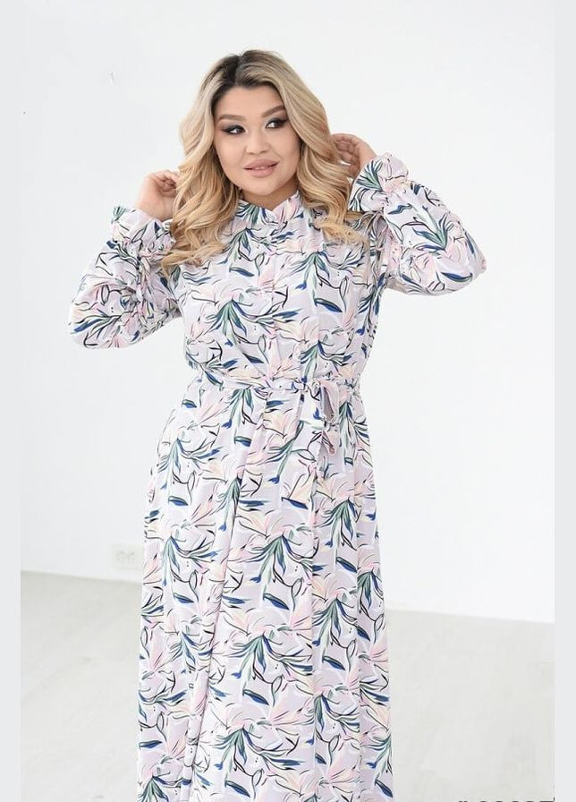 Розовое вечернее платье женское летнее батальное fj-2879 52, розовый Sofia