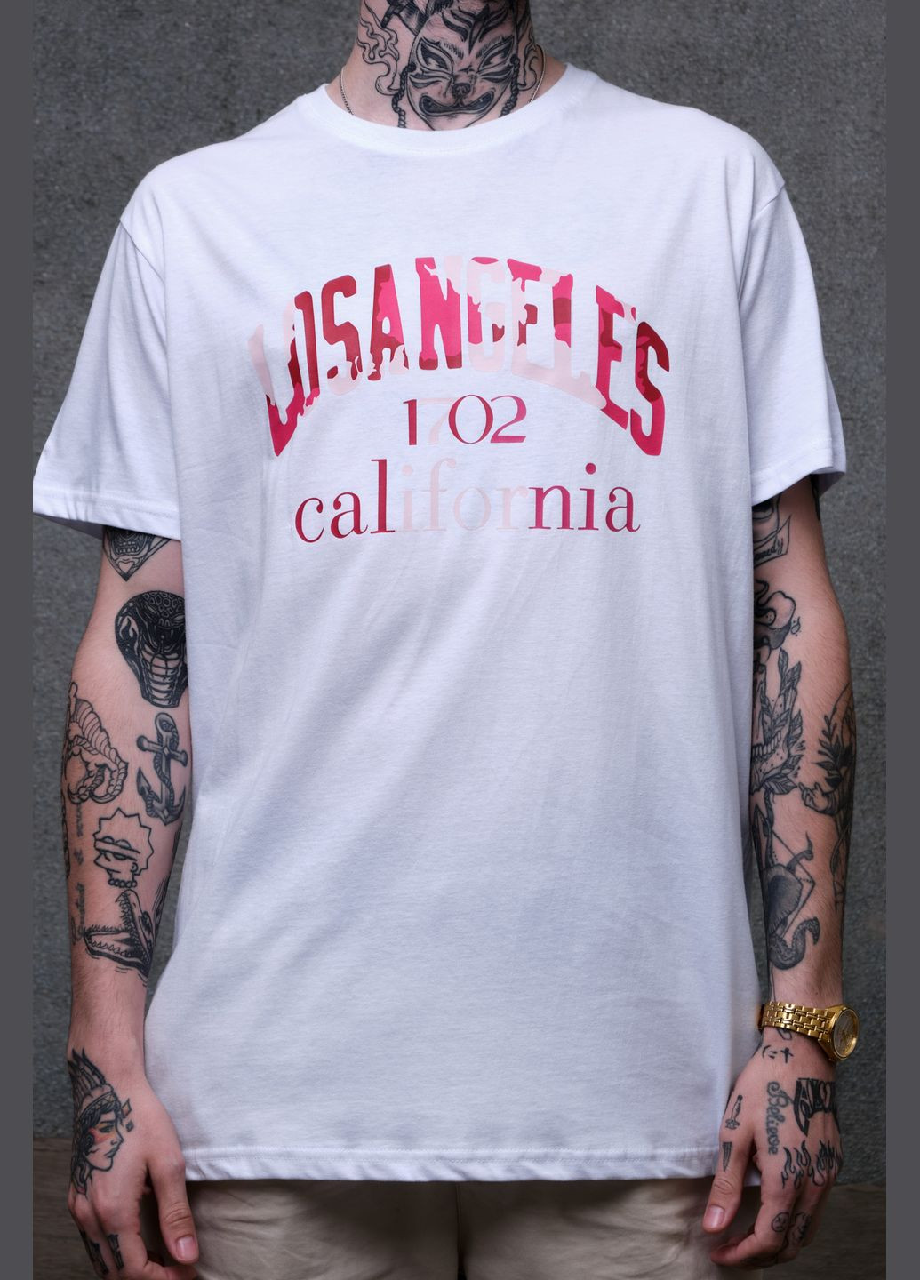 Белая оверсайз футболка с принтом california с длинным рукавом Without