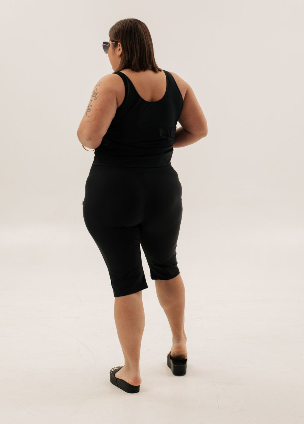 Чорний демісезонний роздільний купальник танкіні низ-капрі роздільний, танкіні Ods