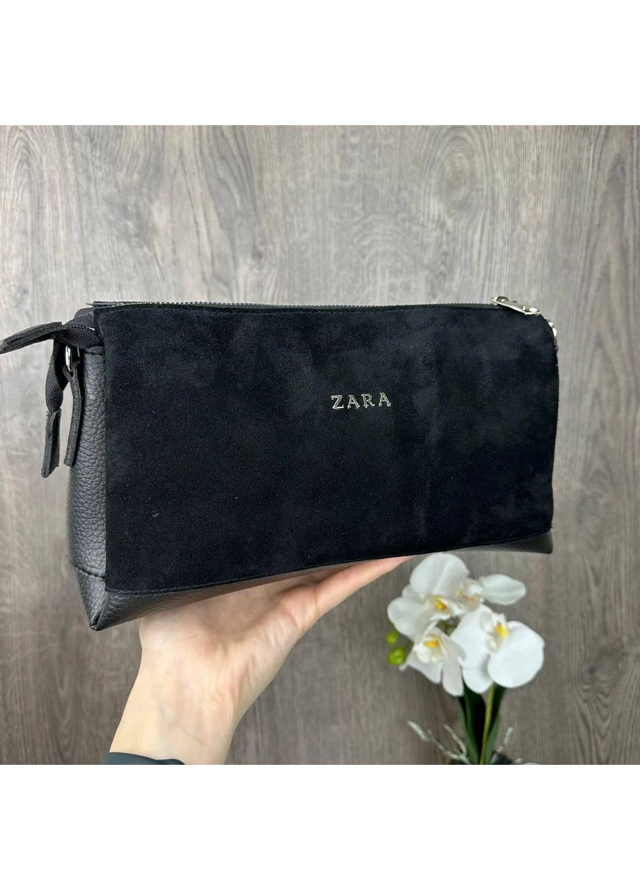 Замшевая женская мини сумка клатч стиль Зара черная, сумочка на плечо Zara No Brand (393665452)