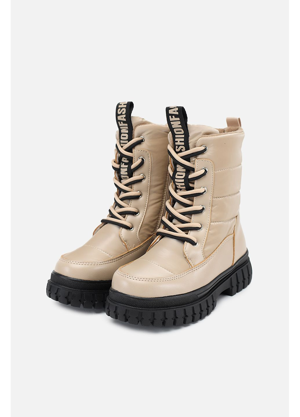 Бежевые зимние ботинки для девочки цвет бежевый цб-00286677 Kimboo