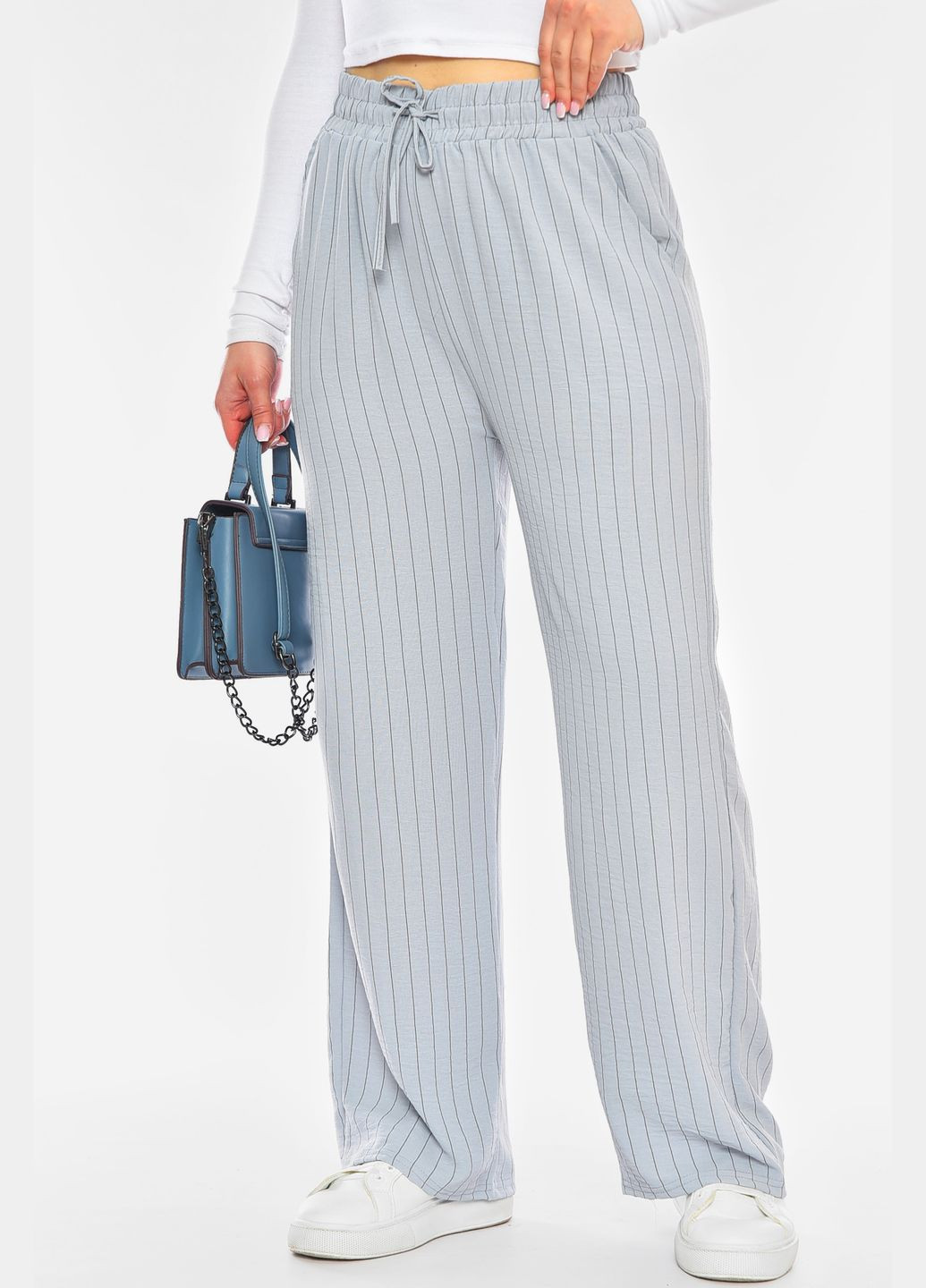 Штани жіночі сірого кольору з принтом Let's Shop (325977494)