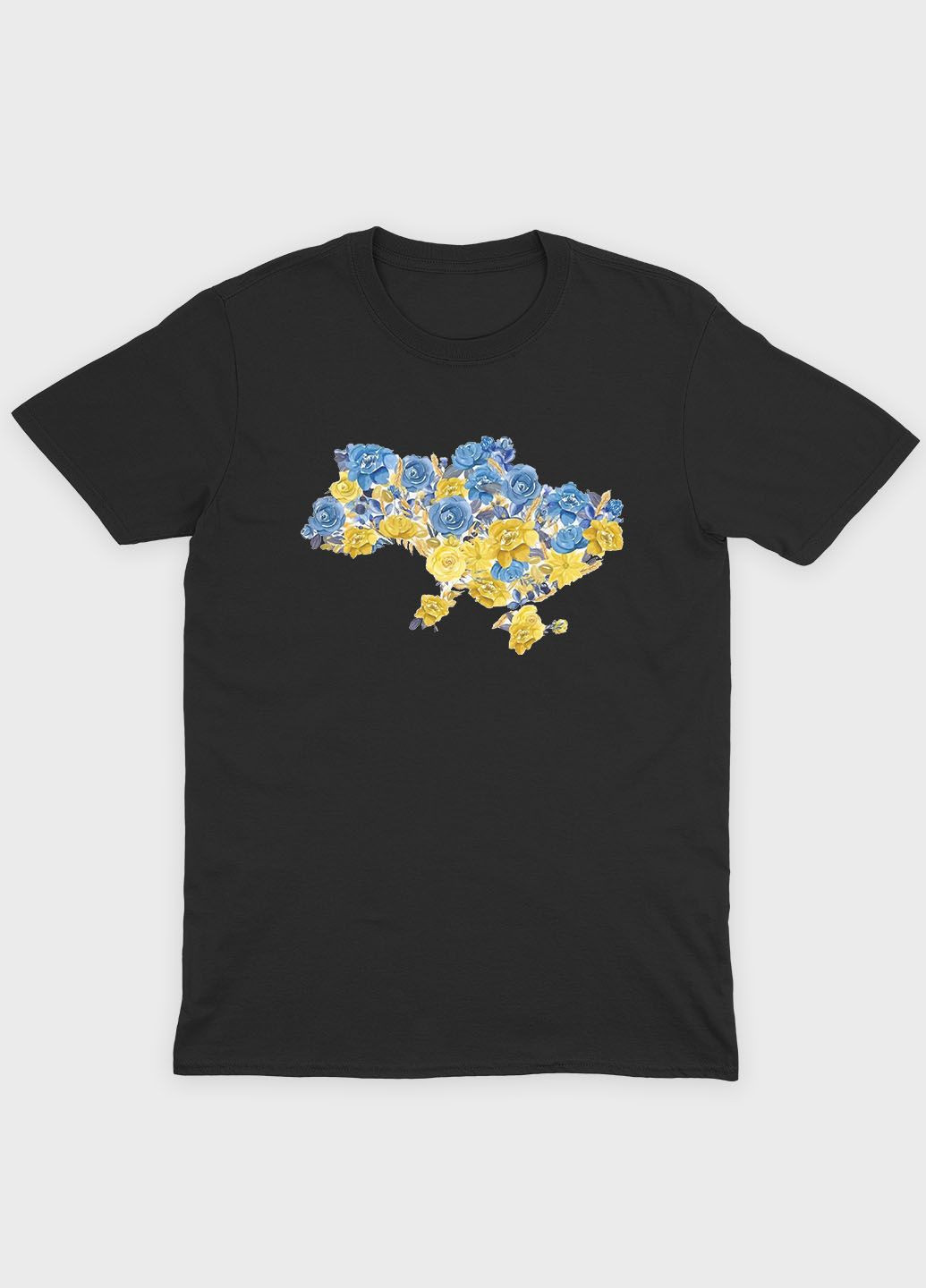 Чорна чоловіча футболка з патріотичним принтом мапа україни (ts001-1-bl-005-1-008) Modno