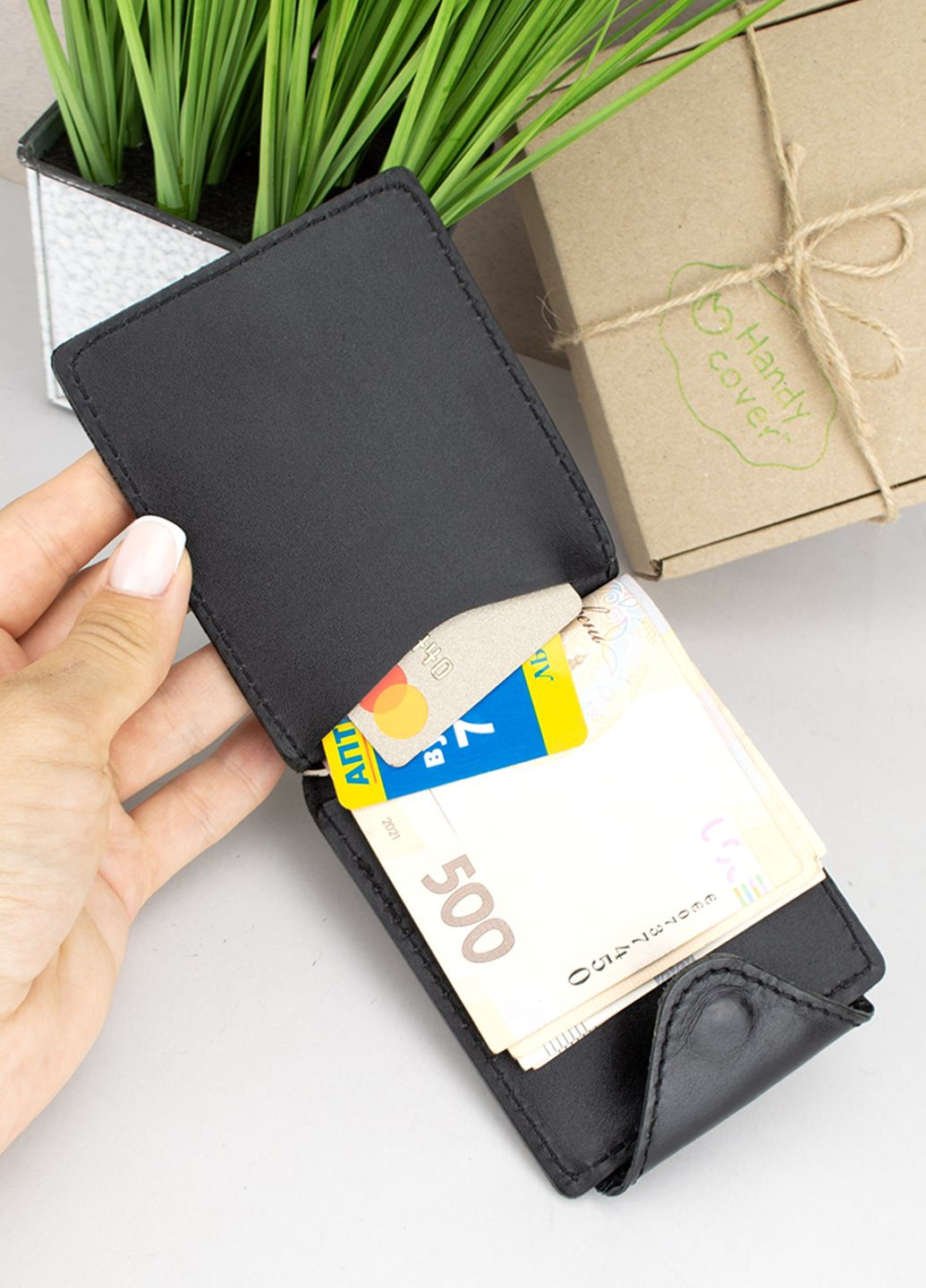 Подарунковий чоловічий набір №31 чорний: ремінь та затискач для грошей HandyCover (307206627)