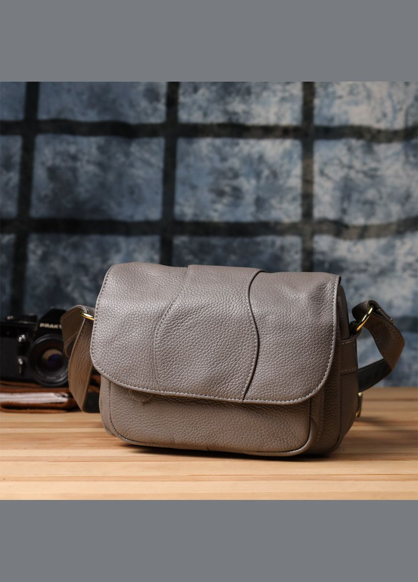 Сумка из натуральной кожи для стильных женщин 22974 Серый Vintage (348358933)