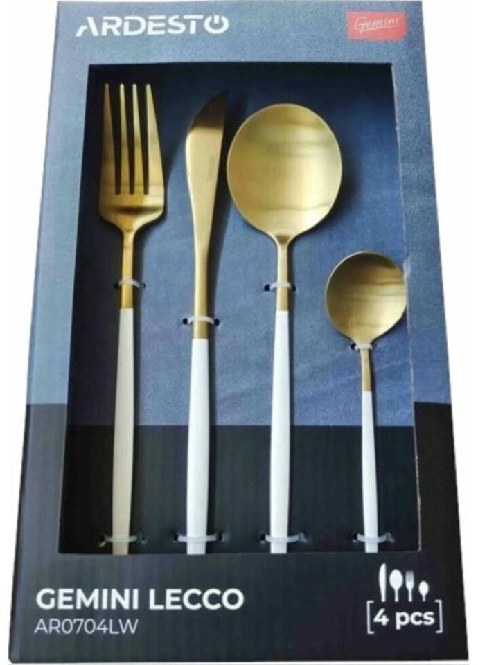 Набір столових приладів Gemini Lecco AR0704LW 4 предмета золотистий з білим Ardesto (335716990)