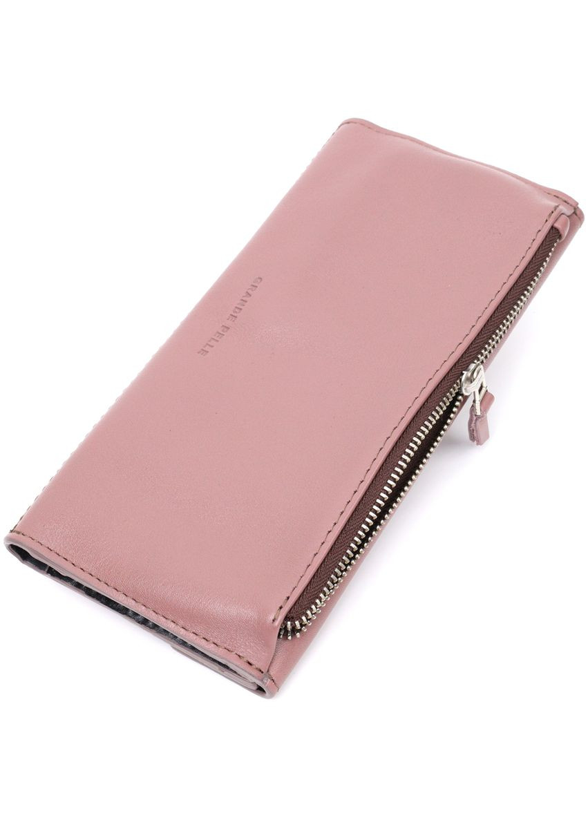 Якісний гаманець із монетницею зовні з натуральної шкіри пудровий 11648 Grande Pelle (329198270)